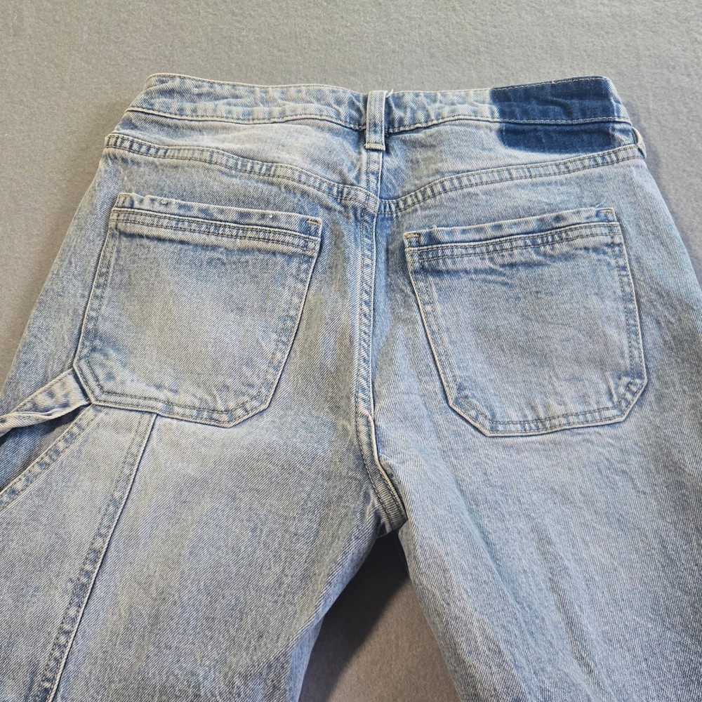 Cleo + Wolf Carpenter Jeans Women 28 Light Wash High Rise Straight Utility Denim - Picture 4 of 10